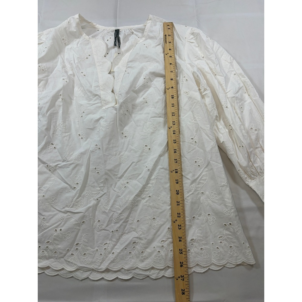 Anthropologie High Rise Cotton Poplin Eyelet Scalloped Balloon Sleeve S NEW - Picture 10 of 13